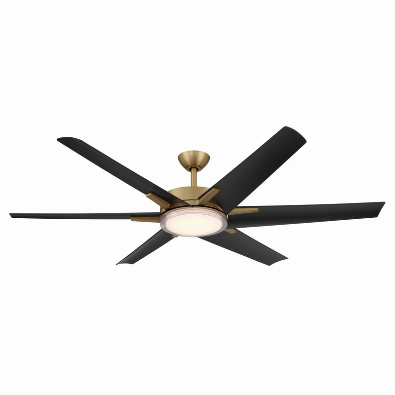 Deco 65" Outdoor LED Ceiling Fan in Heritage Brass / Coal