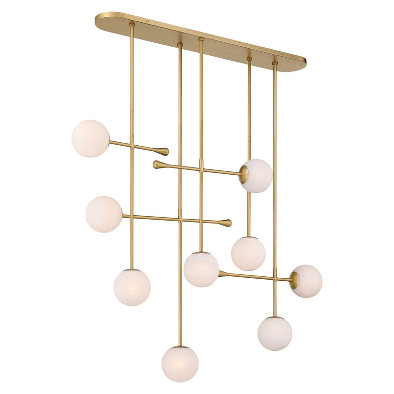 Ursolus 9-Light Linear Chandelier in Legacy Brass