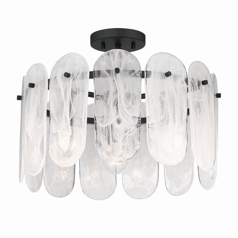 Oldmill 3-Light Semi-Flush Mount in Dark Matte Black