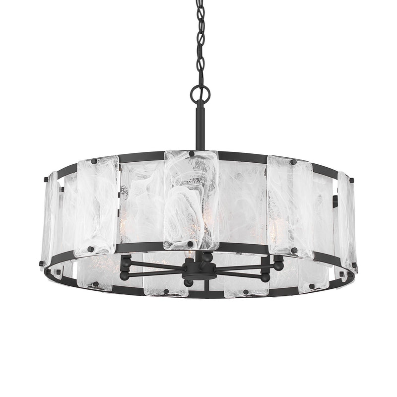 Veil 6-Light 29" Drum Pendant in Dark Matte Black