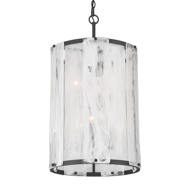 Veil 6-Light 17" Cylinder Pendant in Dark Matte Black