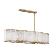 Veil 6-Light Linear Pendant in Legacy Brass