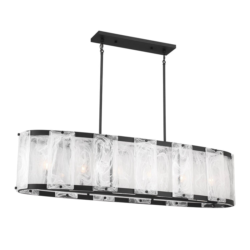 Veil 6-Light Linear Pendant in Dark Matte Black