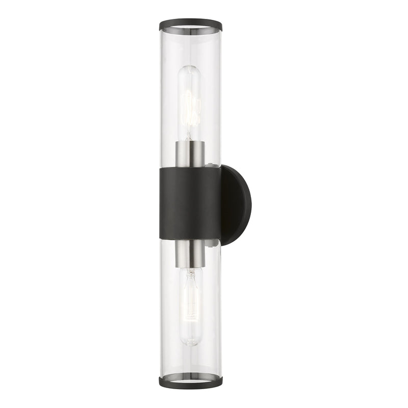 Banca 2-Light ADA Bath Vanity Light in Black with Brushed Nickel Accents