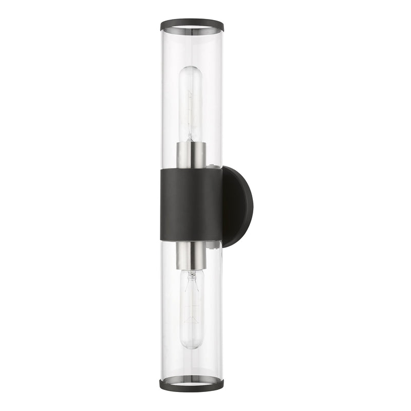 Banca 2-Light ADA Bath Vanity Light in Black with Brushed Nickel Accents
