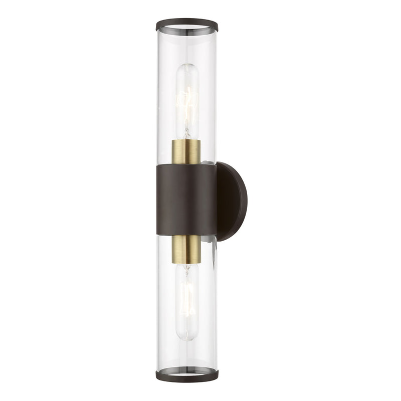 Banca 2-Light ADA Bath Vanity Light in Bronze with Antique Brass Accents