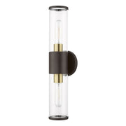 Banca 2-Light ADA Bath Vanity Light in Bronze with Antique Brass Accents