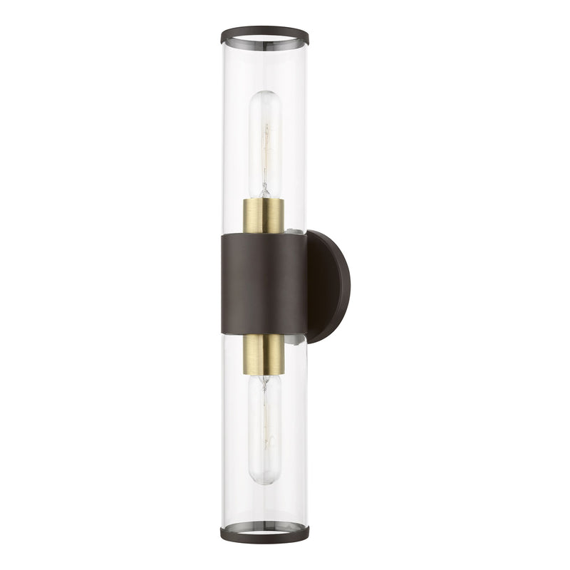 Banca 2-Light ADA Bath Vanity Light in Bronze with Antique Brass Accents