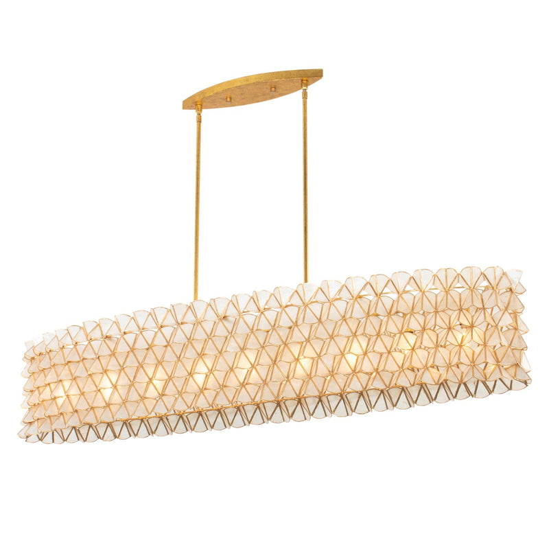 Flair 9-Light Linear Pendant in Oxidized Gold Leaf