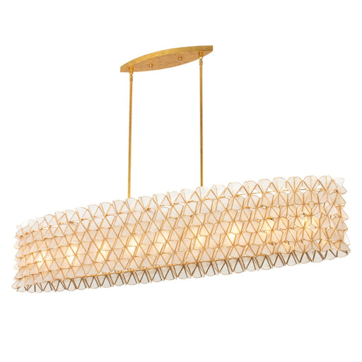 Flair 9-Light Linear Pendant in Oxidized Gold Leaf