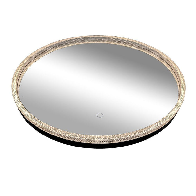 Reflections 23.6" Round Crystal LED Lighted Mirror in Matte Black