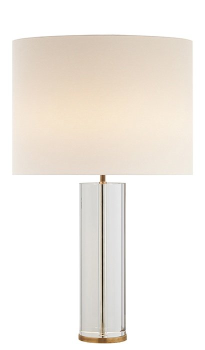 Lineham Cordless Table Lamp in Crystal and Hand-Rubbed Antique Brass