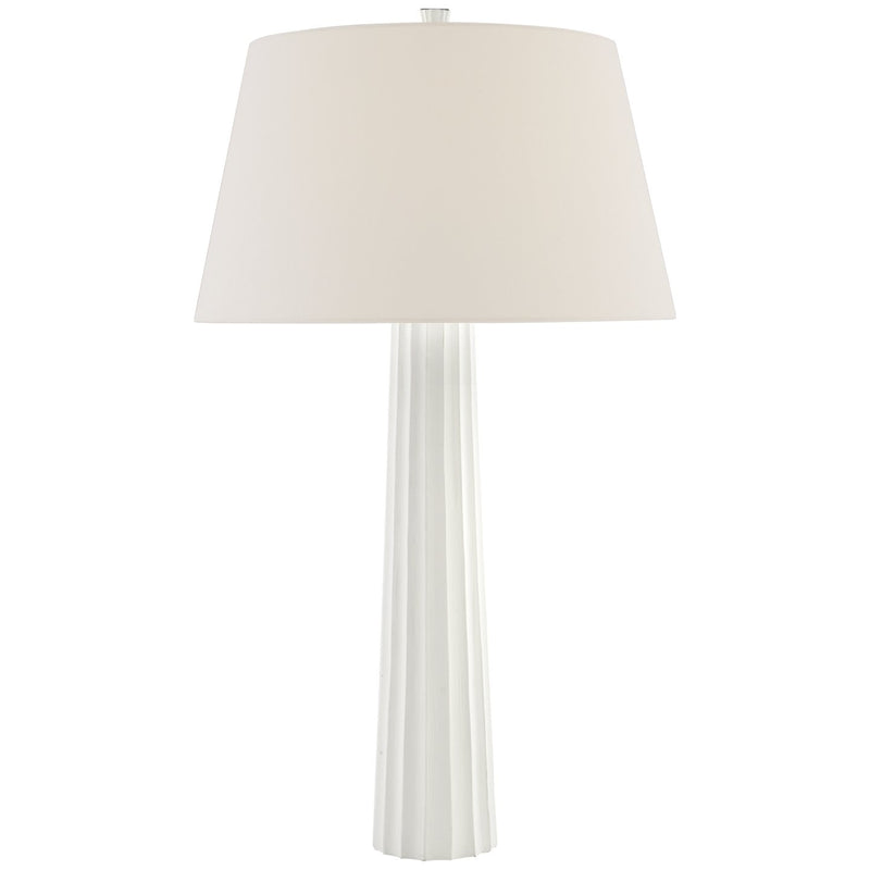 Fluted Spire Large Cordless Table Lamp in Plaster White