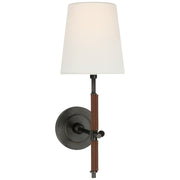 Bryant Wrapped Wall Sconce with Leather Shade in Bronze and Saddle Leather