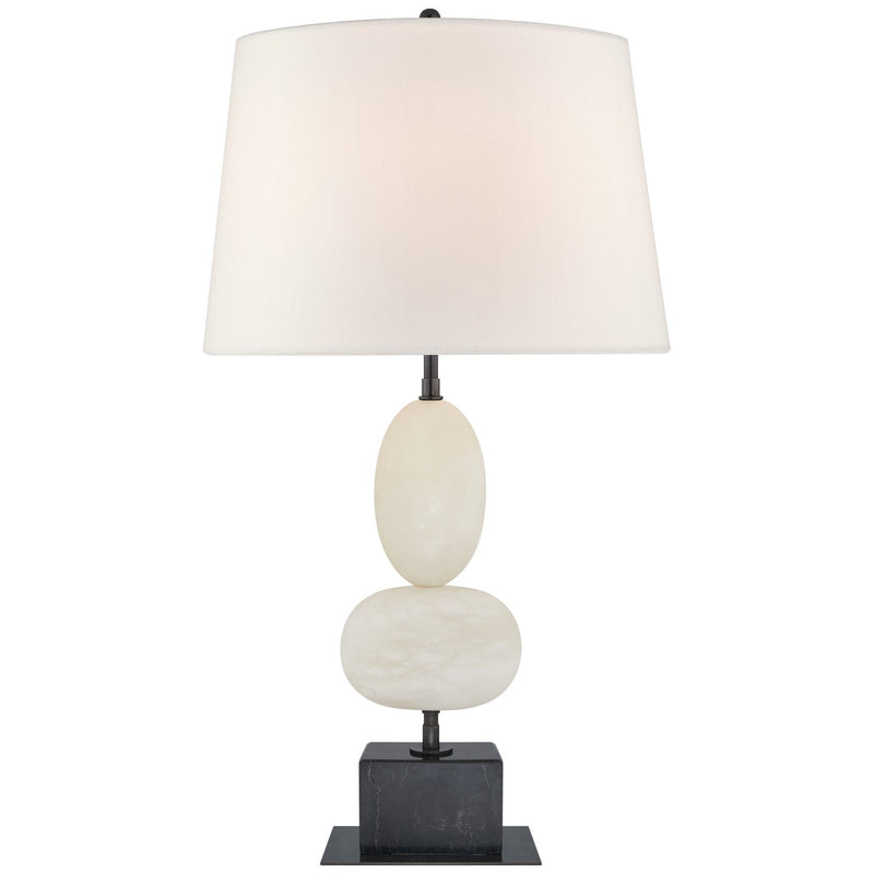 Dani Medium Cordless Table Lamp in Alabaster and Black Marble