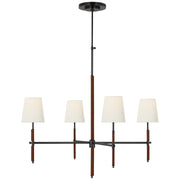 Bryant Wrapped Large 4-Light Chandelier with Leather Shade in Bronze and Saddle Leather