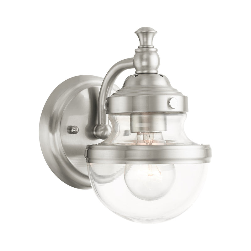 Oldwick Wall Sconce with Clear Glass in Brushed Nickel