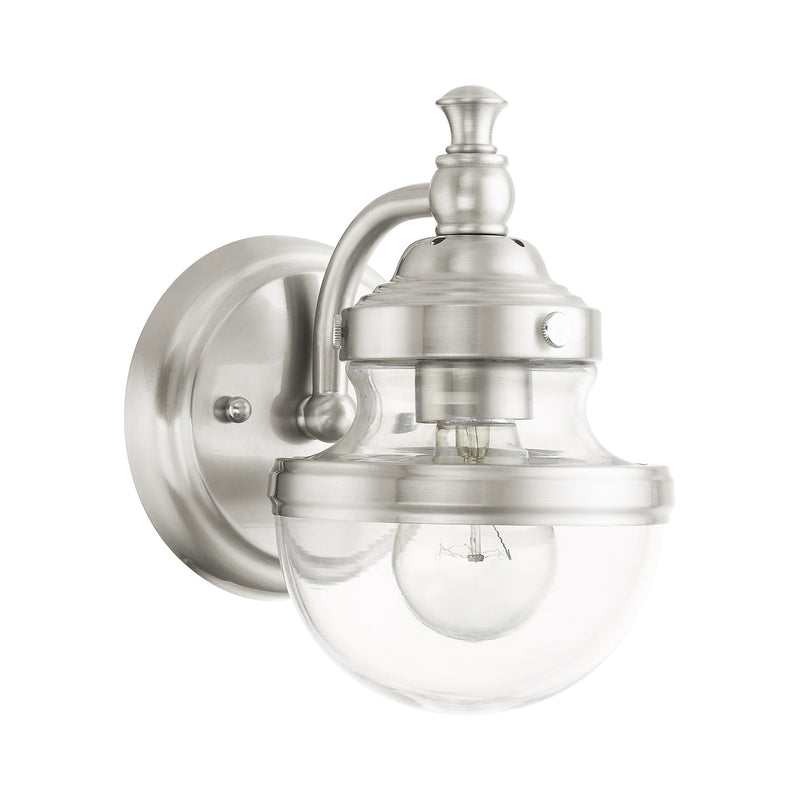 Oldwick Wall Sconce with Clear Glass in Brushed Nickel