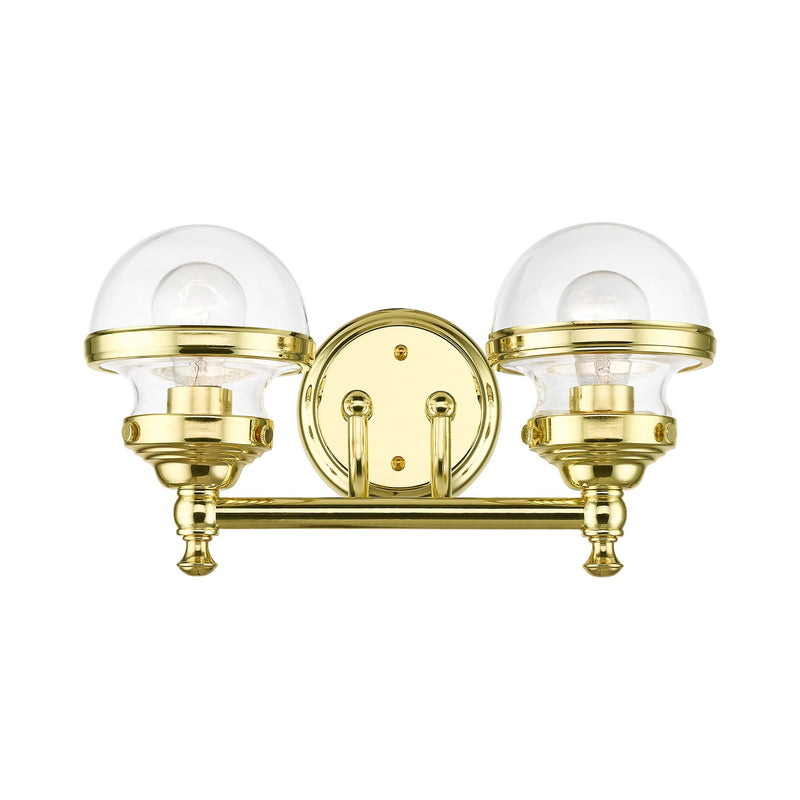 Oldwick 2-Light Bath Vanity Light in Polished Brass