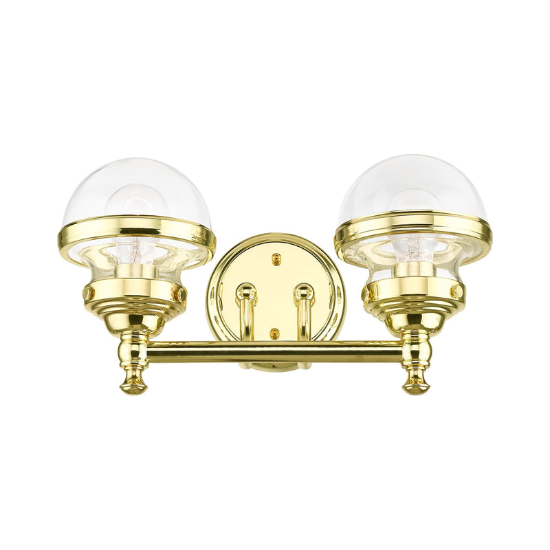 Oldwick 2-Light Bath Vanity Light in Polished Brass