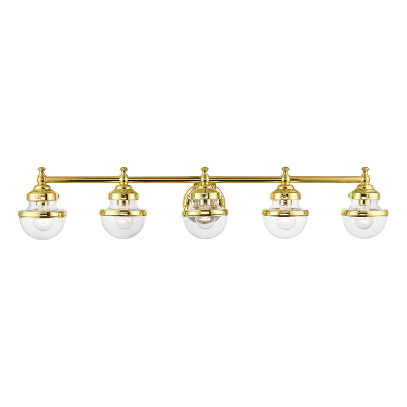 Oldwick 5-Light Large Bath Vanity Light in Polished Brass