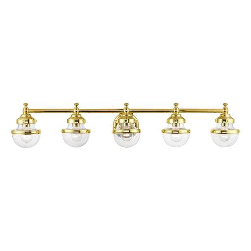 Oldwick 5-Light Large Bath Vanity Light in Polished Brass