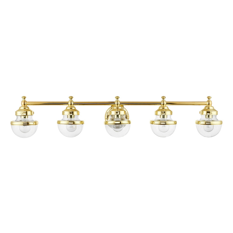 Oldwick 5-Light Large Bath Vanity Light in Polished Brass