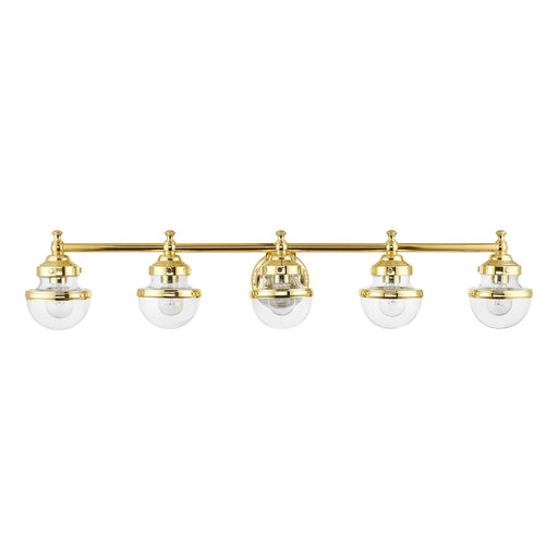 Oldwick 5-Light Large Bath Vanity Light in Polished Brass