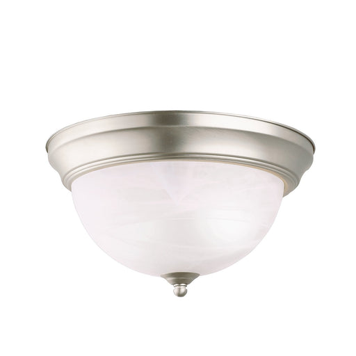 2-Light 11" Flush Mount with Alabaster Glass in Brushed Nickel