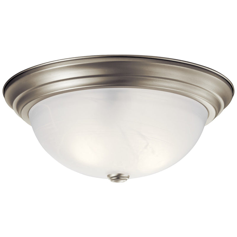 3-Light 15.25" Round Flush Mount with Etched Glass in Brushed Nickel