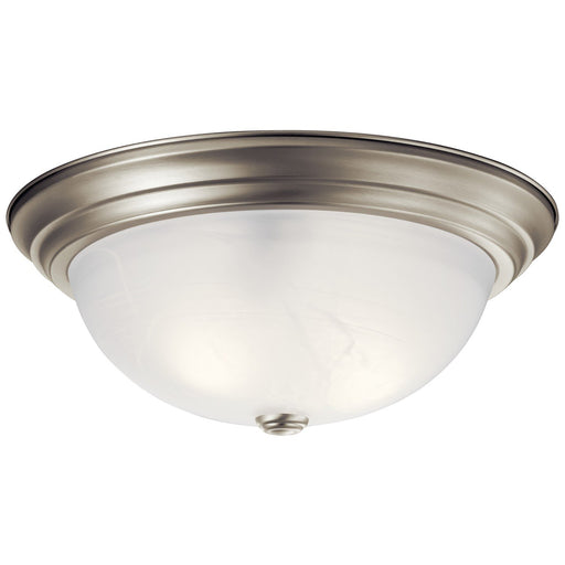 3-Light 15.25" Round Flush Mount with Etched Glass in Brushed Nickel