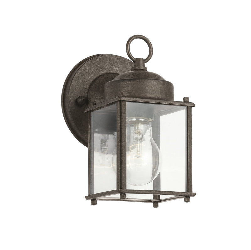 Small Outdoor Wall Lantern with Clear Glass in Tannery Bronze