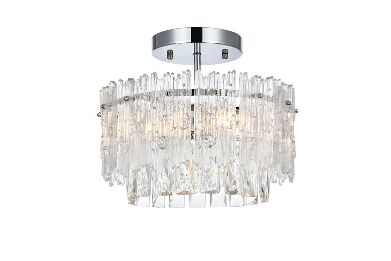 Emilia 12" 3-Light Semi-Flush Mount in Chrome And Clear