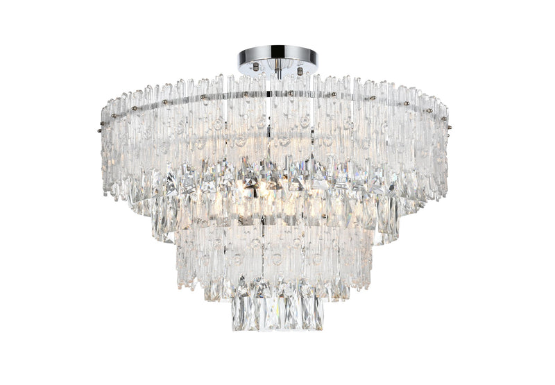 Emilia 25" 8-Light Semi-Flush Mount in Chrome And Clear