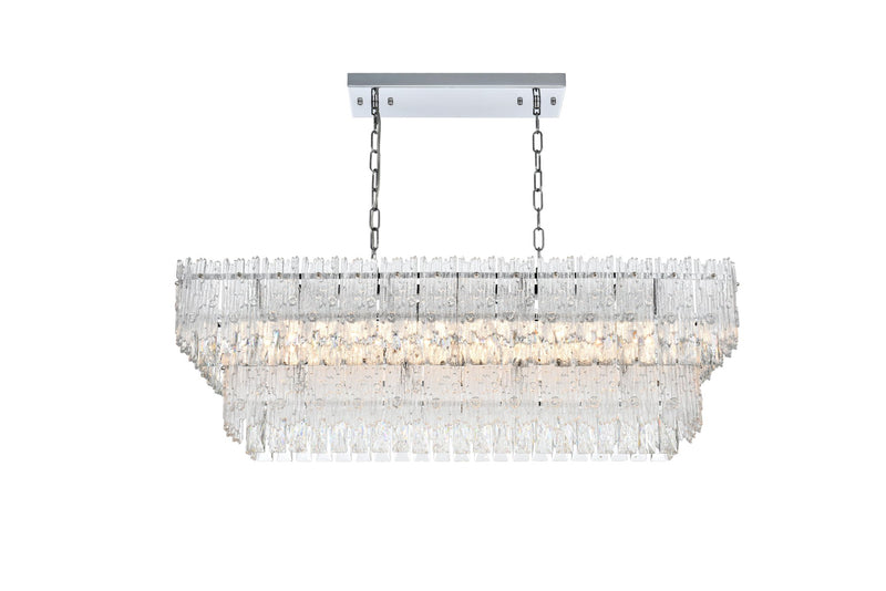 Emilia 37" 6-Light Linear Chandelier in Chrome And Clear