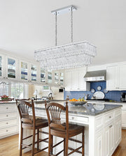 Emilia 37" 6-Light Linear Chandelier in Chrome And Clear