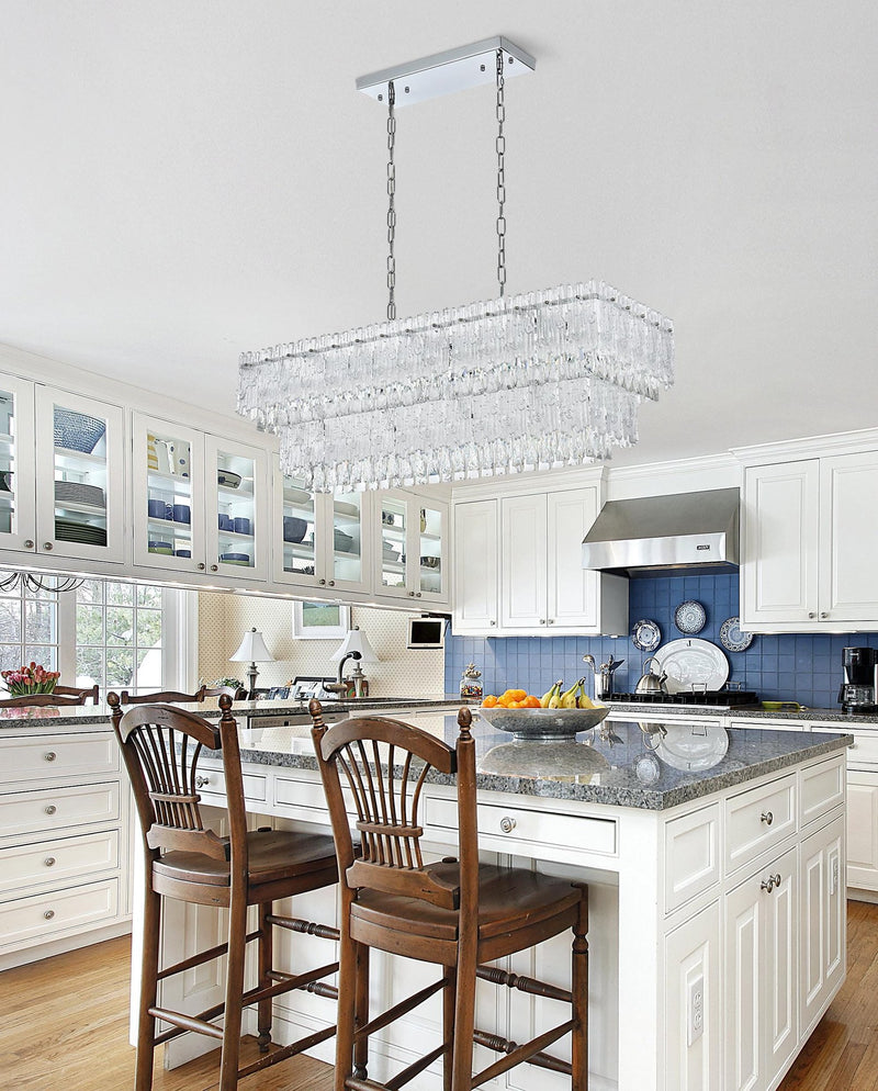 Emilia 37" 6-Light Linear Chandelier in Chrome And Clear