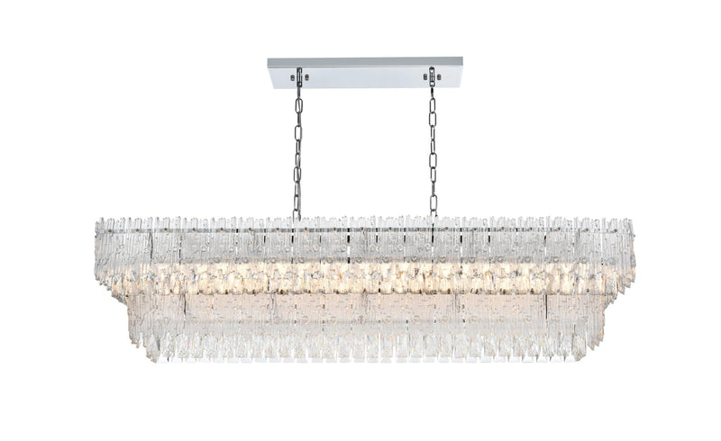 Emilia 50" 8-Light Linear Chandelier in Chrome And Clear