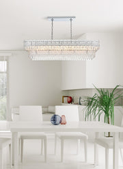 Emilia 50" 8-Light Linear Chandelier in Chrome And Clear
