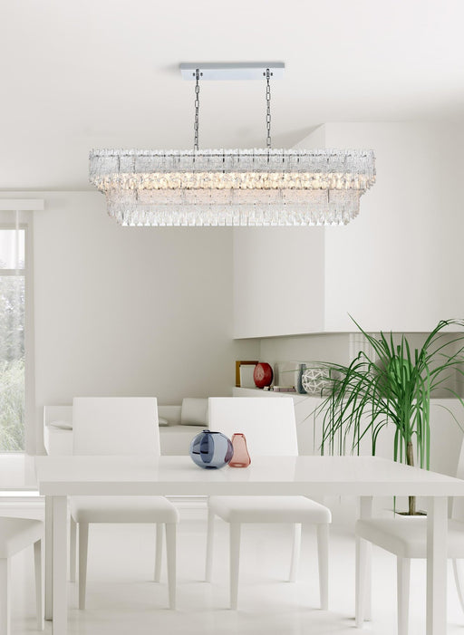 Emilia 50" 8-Light Linear Chandelier in Chrome And Clear