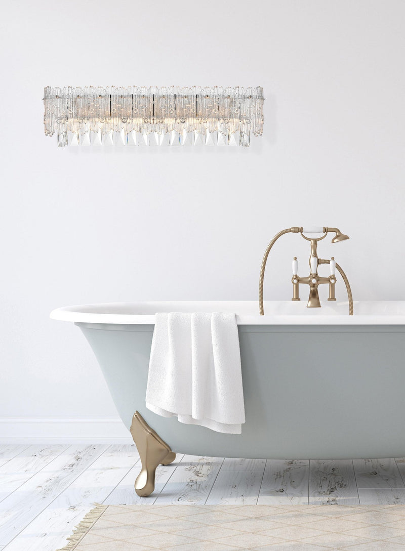 Emilia 27" 6-Light Bath Vanity Light in Chrome And Clear