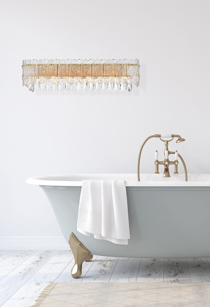 Emilia 27" 6-Light Bath Vanity Light in Satin Gold And Clear