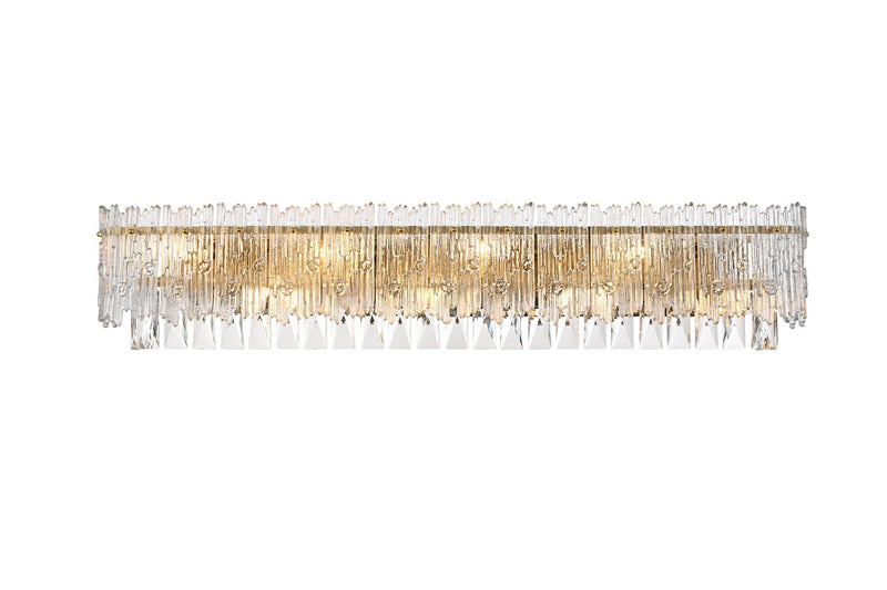 Emilia 34.5" 8-Light Bath Vanity Light in Satin Gold And Clear
