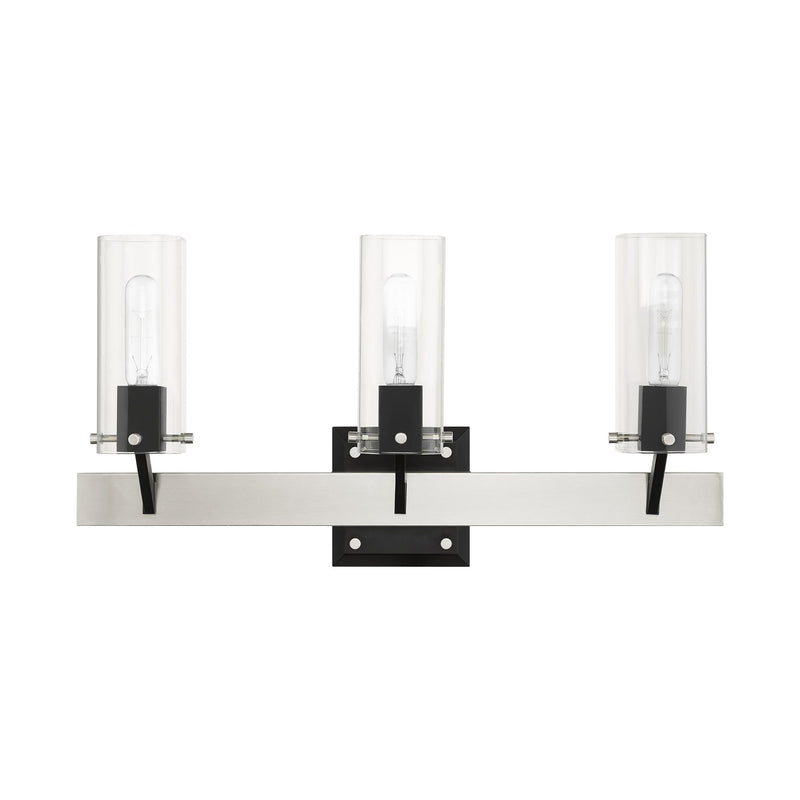 Beckett 3-Light Bath Vanity Light in Brushed Nickel & Black