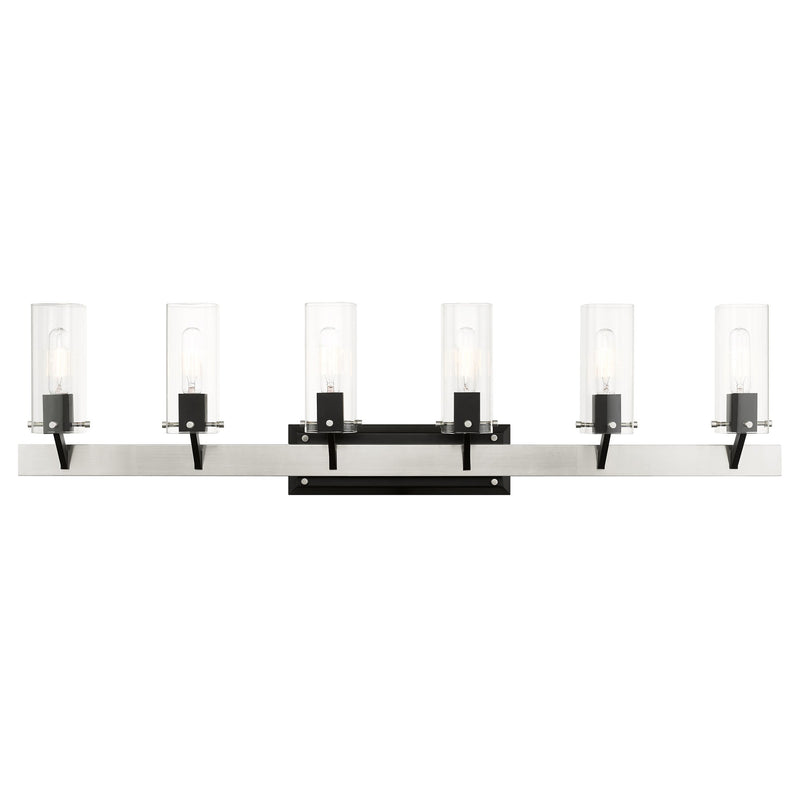Beckett 6-Light Extra Large Bath Vanity Light in Brushed Nickel & Black