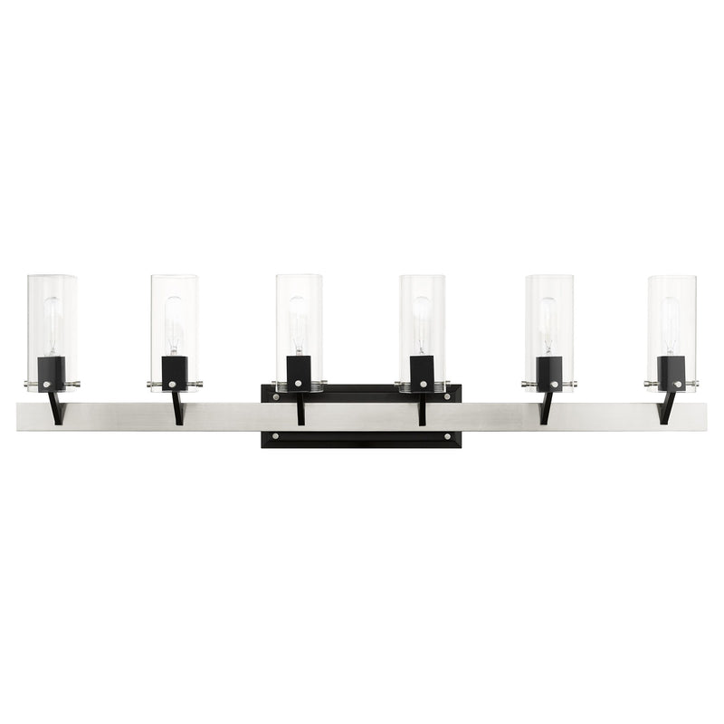 Beckett 6-Light Extra Large Bath Vanity Light in Brushed Nickel & Black