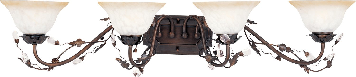 Elegante 4-Light Bath Vanity in Oil Rubbed Bronze with Frosted Ivory Glass/Shade - Lamps Expo