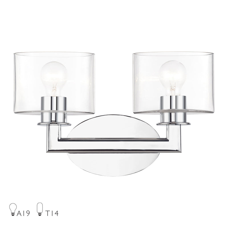 Bernardino 2-Light Bath Vanity Light in Polished Chrome