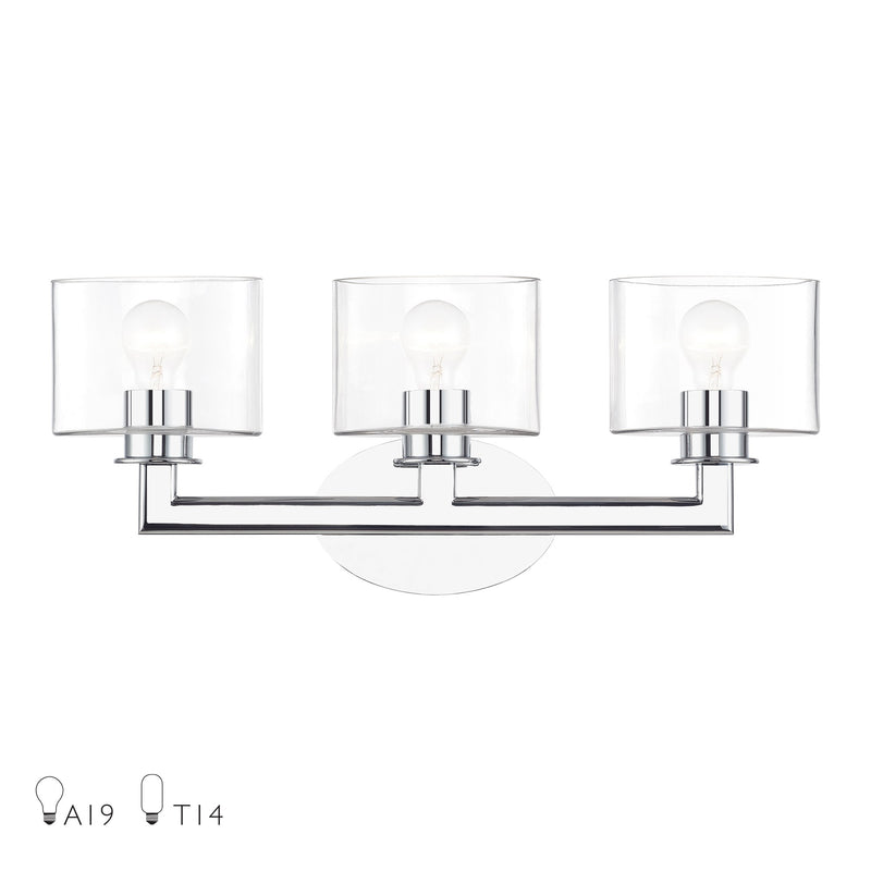 Bernardino 3-Light Bath Vanity Light in Polished Chrome