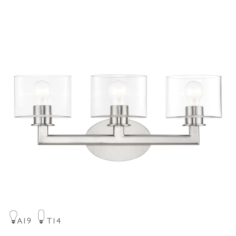 Bernardino 3-Light Bath Vanity Light in Brushed Nickel